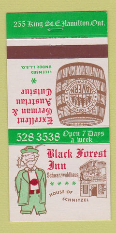 Matchbook Cover - Black Forest Inn German Hamilton ON Schnitzel 30 Strike