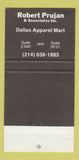 Matchbook Cover - Robert Prujan Dallas TX Eyes 30 Strike