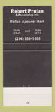 Matchbook Cover - Robert Prujan Dallas TX Lips 30 Strike