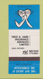 Matchbook Cover - Fred Hare Insurance King ON rabbit 30 Strike