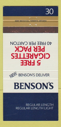 Matchbook Cover - Benson's Cigarettes 30 Strike
