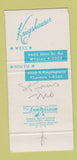 Matchbook Cover - Kriegshauser Mortuary St Louis MO 30 Strike
