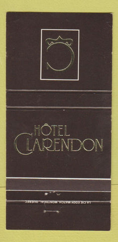 Matchbook Cover - Hotel Clarendon Quebec QC 30 Strike