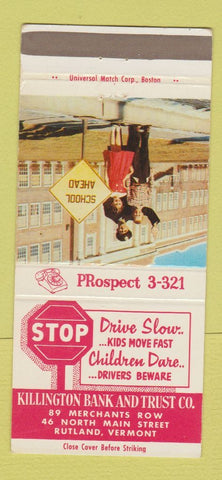 Matchbook Cover - Killington Bank and Trust Rutland VT 30 Strike