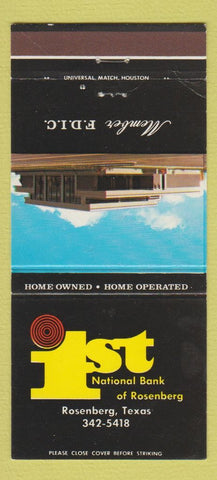 Matchbook Cover - 1st National Bank Rosenberg TX 30 Strike