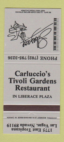 Matchbook Cover Liberance Carluccio's Tivolia Restaurant Las Vegas NV 30 Strike