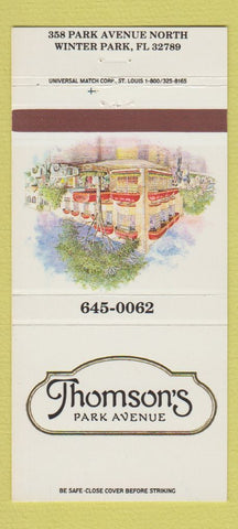 Matchbook Cover - Thoomson's Park Avenue Winter Park FL 30 Strike