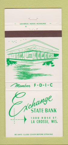Matchbook Cover - Exchange State Bank La Crosse WI 30 Strike