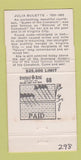 Matchbook Cover - Overland Hotel Reno NV Julia Bulette casino 30 Strike