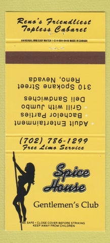 Matchbook Cover - Spice House Strip Club Reno NV 30 Strike