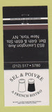 Matchbook Cover - Sel & Poivre French Bistro New York City 30 Strike