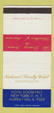 Matchbook Cover - National Realty Club Hotel Roosevelt New York City 30 Strike