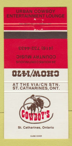 Matchbook Cover - Cowboy's Restaurant Country Music St Catharines ON 30 Strike