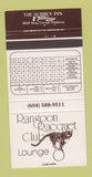Matchbook Cover - Rangoon Racquet Club Surrey BC 30 Strike
