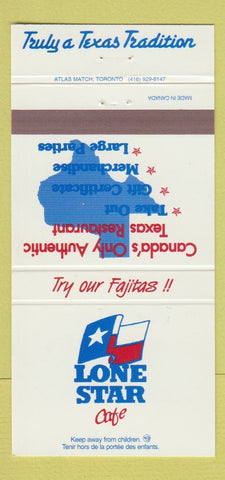 Matchbook Cover - Lone Star Cafe Ottawa ON Kingston Pickering Toronto  30 Strike