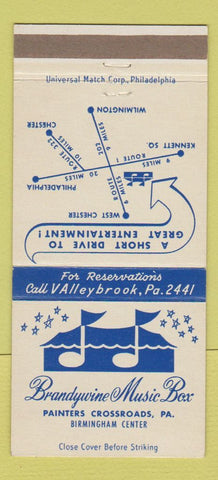 Matchbook Cover - Brandywine Music Bar Painters Crossroads PA 30 Strike