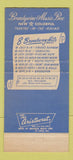Matchbook Cover - Brandywine Music Bar Painters Crossroads PA 30 Strike