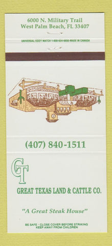 Matchbook Cover - Great Texas Land and Cattle West Palm Beach FL 30 Strike