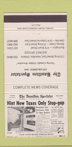 Matchbook Cover - Hamilton Spectator Newspaper ON 30 Strike