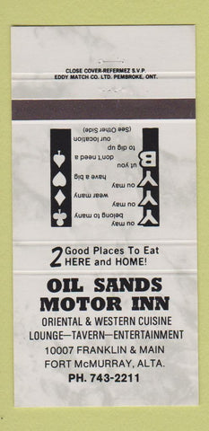 Matchbook Cover - Oil Sands Motor Inn Fort McMurray AB 30 Strike