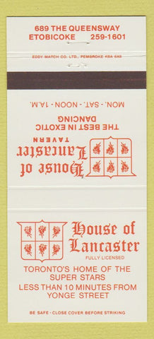 Matchbook Cover - House of Lancaster Etobicoke ON 30 Strike