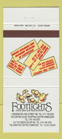 Matchbook Cover - Footlights Cafe Bar Cambridge UK England 30 Strike