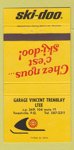 Matchbook Cover - Ski Doo Snowmobiles Forestville QC 30 Strike