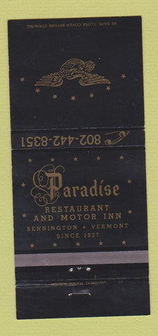 Matchbook Cover - Paradise Restaurant Bennington VT 30 Strike