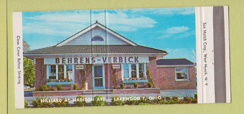 Matchbook Cover - Behrens Verbick Real Estate Lakewood OH 30 Strike