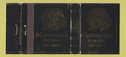 Matchbook Cover - Shakespeare's Steak House Hamilton Toronto ON WEAR 30 Strike