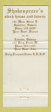 Matchbook Cover - Shakespeare's Steak House Hamilton Toronto ON WEAR 30 Strike