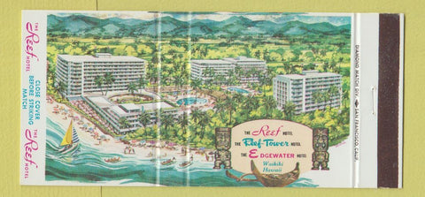 Matchbook Cover - Reef Hotel Waikiki Hawaii 30 Strike