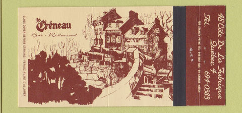 Matchbook Cover - Le Creneau Restaurant Quebec QC 30 Strike