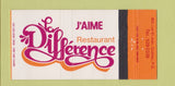 Matchbook Cover - J'Aime Restaurant LA Difference Quebec QC 30 Strike