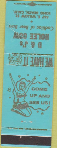 Matchbook Cover - D and J's Holee Cow Long Beach CA girlie WORN