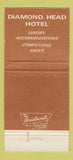 Matchbook Cover - Diamond Head Hotel Honolulu Hawaii 30 Strike