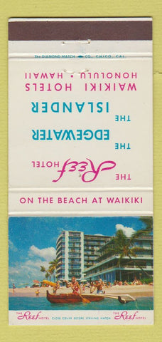 Matchbook Cover - Reef Hotel Waikiki Hawaii 30 Strike