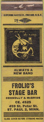 Matchbook Cover - Frolic's Stage Bar ST Paul MN girlie WORN