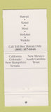 Matchbook Cover - Colony Hotel Resorts Hawaii 30 Strike