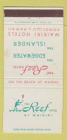 Matchbook Cover - Reef Hotel Waikiki Hawaii WEAR 30 Strike