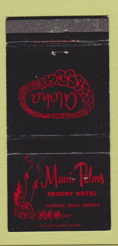 Matchbook Cover - Maui Palms Resort Hotel Hawaii WEAR 30 Strike