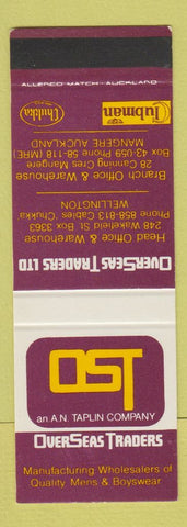 Matchbook Cover - Overseas Traders Wellington New Zealand SAMPLE