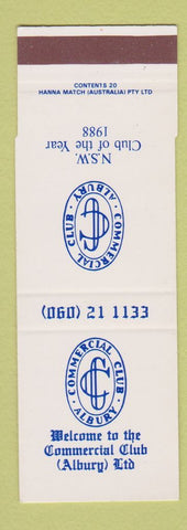Matchbook Cover - Commercial Club Albury Australia SAMPLE