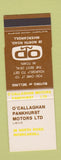 Matchbook Cover - O'Callaghan Pankhurst Motors Invercargill New Zealand SAMPLE