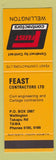 Matchbook Cover - Feast Contractors Tawa New Zealand SAMPLE