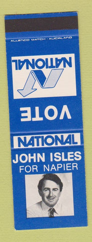 Matchbook Cover - John Isler Napier National Party New Zealand SAMPLE