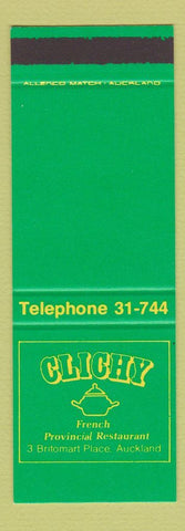 Matchbook Cover - Clichy French Restaurant Auckland New Zealand SAMPLE