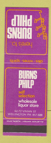Matchbook Cover - Burns Philip Wellington New Zealand liquor SAMPLE