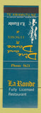 Matchbook Cover - La Ronde Restaurant New Zealand SAMPLE