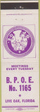 Matchbook Cover - Elks Lodge Live Oak FL